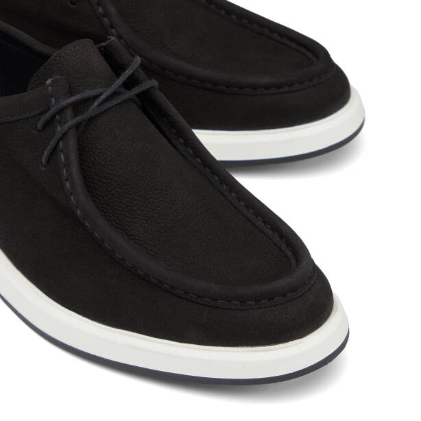 Siyah Hakiki Nubuk Deri Erkek Casual Ayakkabı - E26I1AY57635-A64 - 3