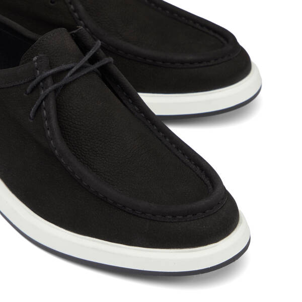 Siyah Hakiki Nubuk Deri Erkek Casual Ayakkabı - E26I1AY57635-A64 - 3