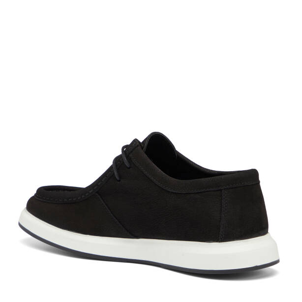 Siyah Hakiki Nubuk Deri Erkek Casual Ayakkabı - E26I1AY57635-A64 - 4