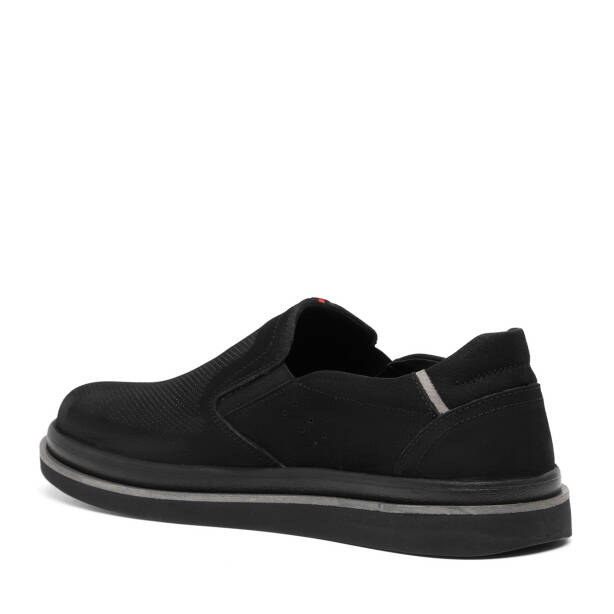 Siyah Hakiki Nubuk Deri Erkek Casual Ayakkabı - E26I1AY57641-A64 - 4