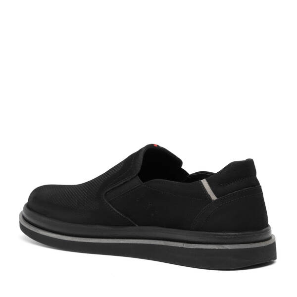 Siyah Hakiki Nubuk Deri Erkek Casual Ayakkabı - E26I1AY57641-A64 - 4