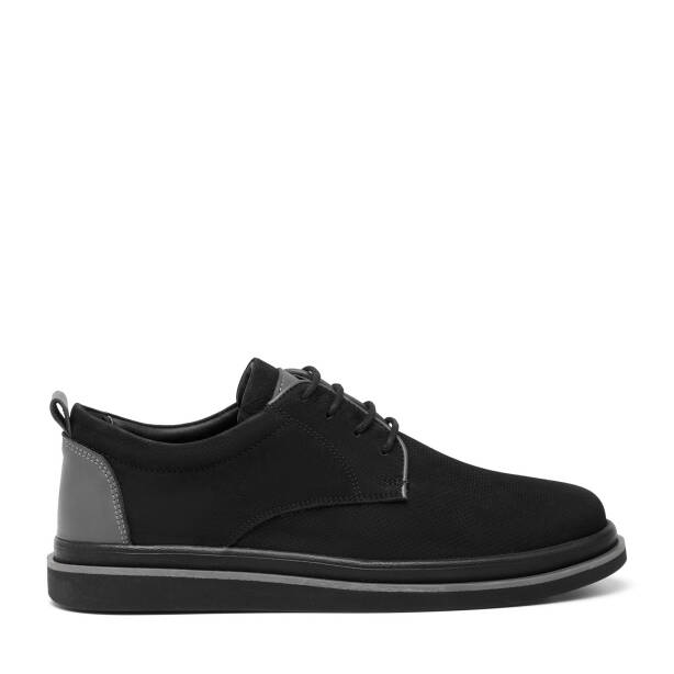 Siyah Hakiki Nubuk Deri Erkek Casual Ayakkabı - E26I1AY57643-A64 