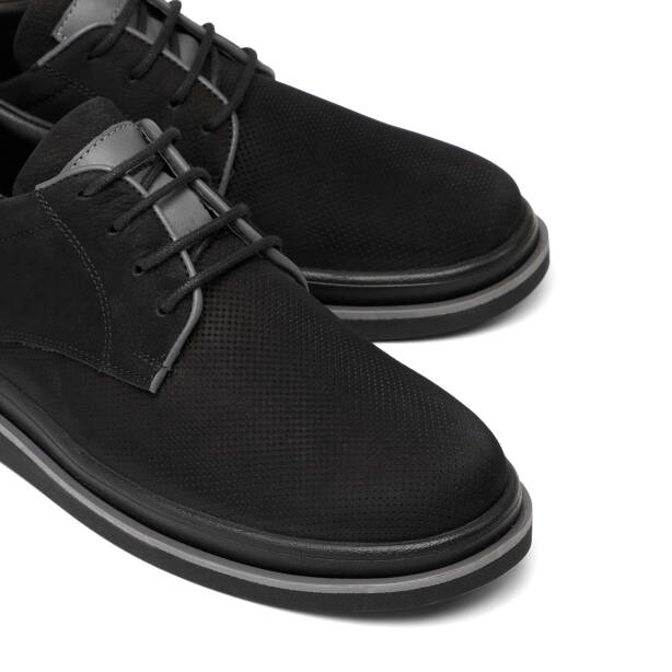 Siyah Hakiki Nubuk Deri Erkek Casual Ayakkabı - E26I1AY57643-A64 - 3