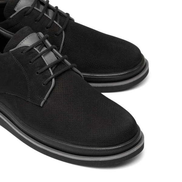 Siyah Hakiki Nubuk Deri Erkek Casual Ayakkabı - E26I1AY57643-A64 - 3