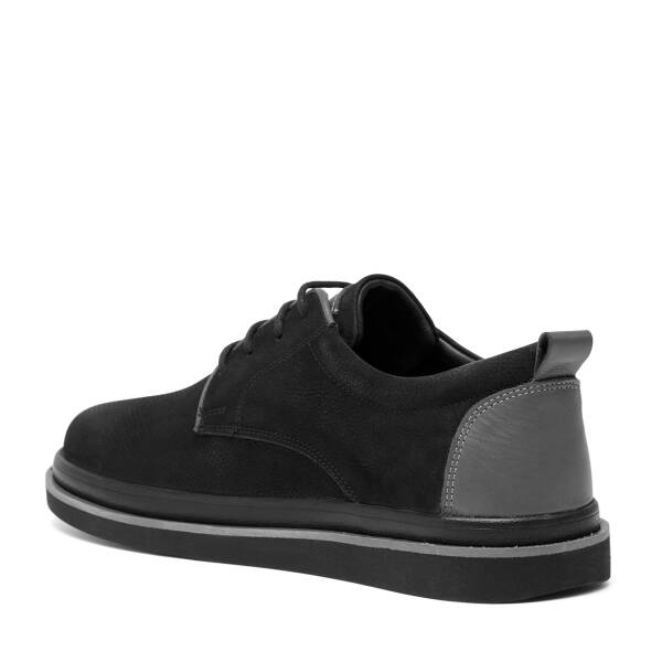 Siyah Hakiki Nubuk Deri Erkek Casual Ayakkabı - E26I1AY57643-A64 - 4