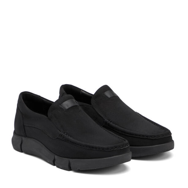 Siyah Hakiki Nubuk Deri Erkek Casual Ayakkabı - E26I1AY57644-A64 - 2