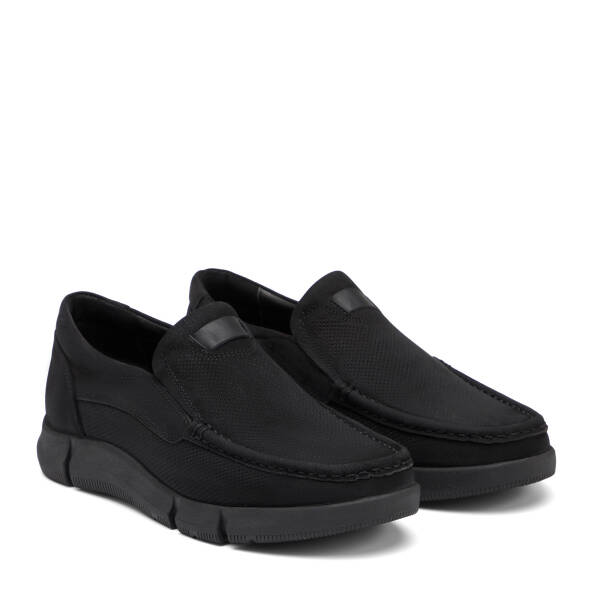 Siyah Hakiki Nubuk Deri Erkek Casual Ayakkabı - E26I1AY57644-A64 - 2