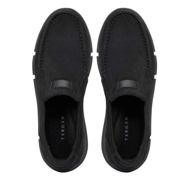 Siyah Hakiki Nubuk Deri Erkek Casual Ayakkabı - E26I1AY57644-A64 - 5