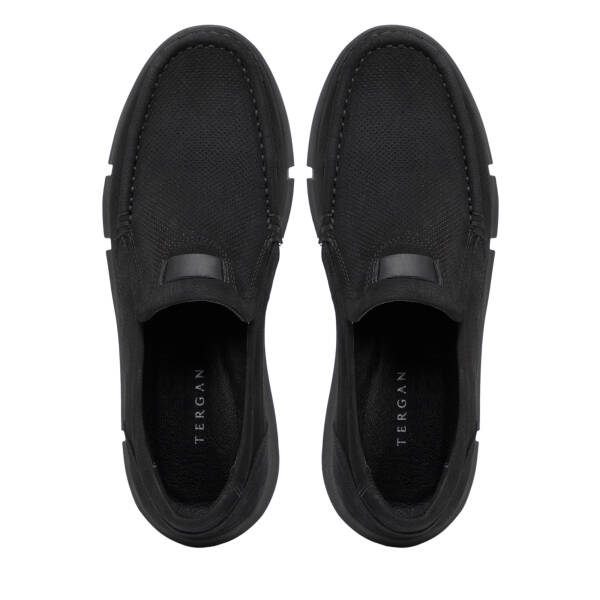 Siyah Hakiki Nubuk Deri Erkek Casual Ayakkabı - E26I1AY57644-A64 - 5