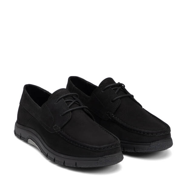 Siyah Hakiki Nubuk Deri Erkek Casual Ayakkabı - E26I1AY57647-A64 - 2