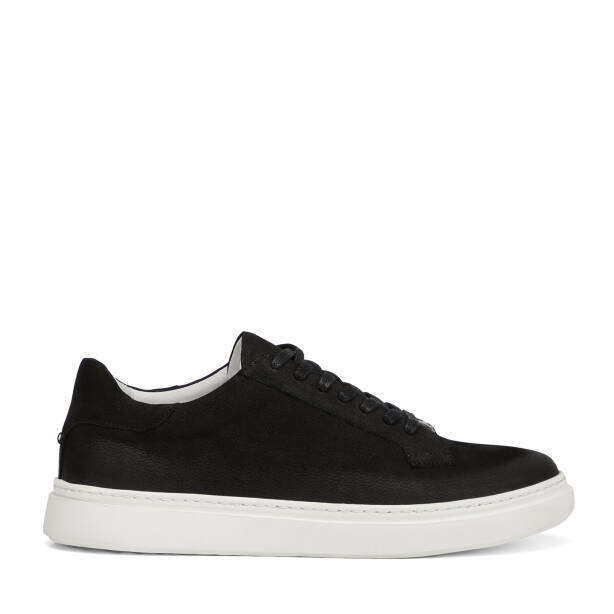 Siyah Hakiki Nubuk Deri Erkek Sneaker - E26I1AY57615-A64 