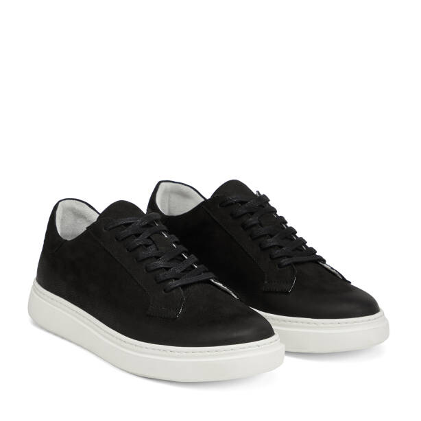 Siyah Hakiki Nubuk Deri Erkek Sneaker - E26I1AY57615-A64 - 2
