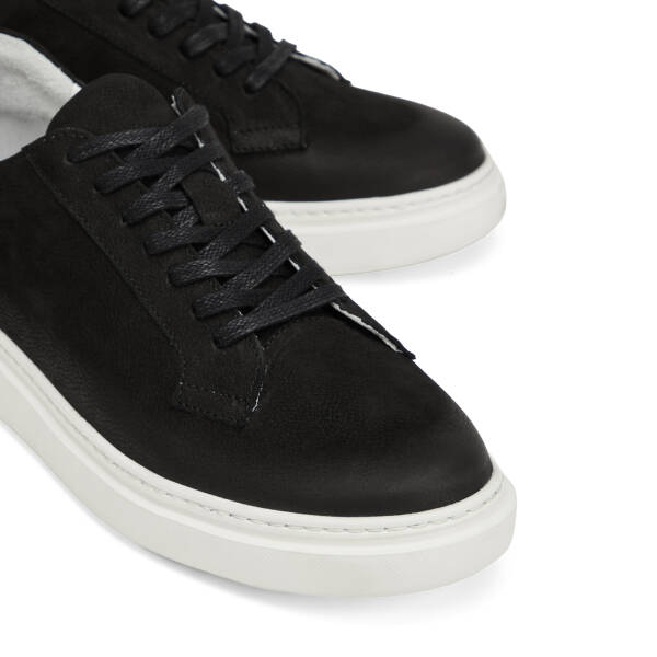 Siyah Hakiki Nubuk Deri Erkek Sneaker - E26I1AY57615-A64 - 3