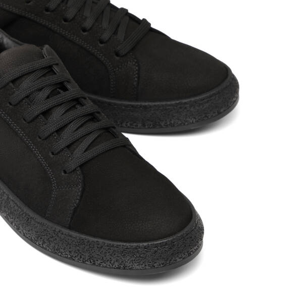Siyah Hakiki Nubuk Deri Erkek Sneaker - E26I1AY57633-A64 - 3