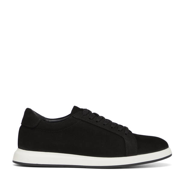 Siyah Hakiki Nubuk Deri Erkek Sneaker - E26I1AY57634-A64 - 1