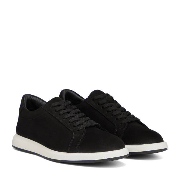Siyah Hakiki Nubuk Deri Erkek Sneaker - E26I1AY57634-A64 - 2