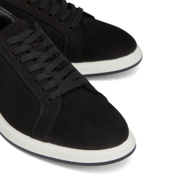 Siyah Hakiki Nubuk Deri Erkek Sneaker - E26I1AY57634-A64 - 3
