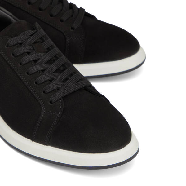Siyah Hakiki Nubuk Deri Erkek Sneaker - E26I1AY57634-A64 - 3