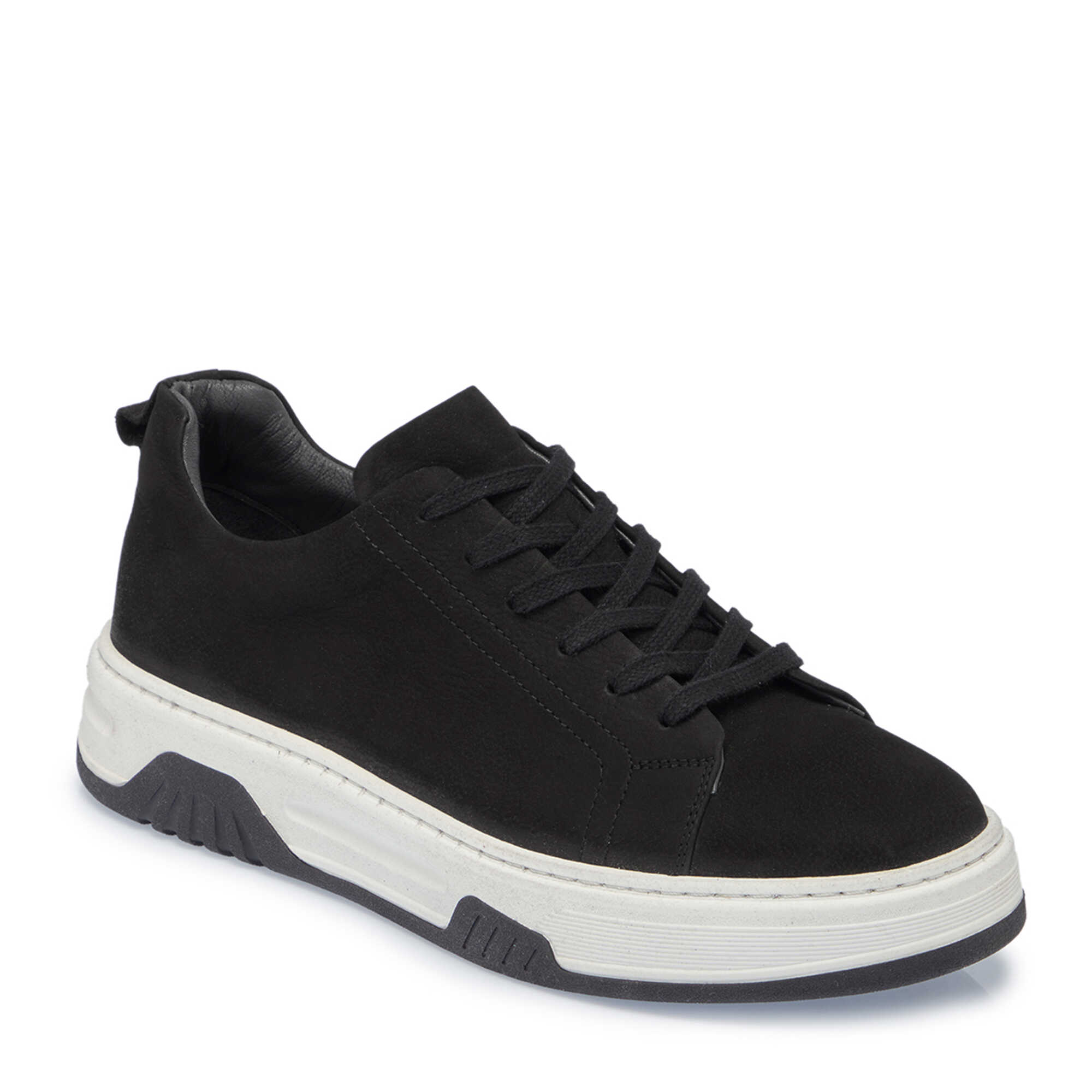 Siyah Hakiki Nubuk Deri Erkek Sneaker - E26I1AY57637-A64