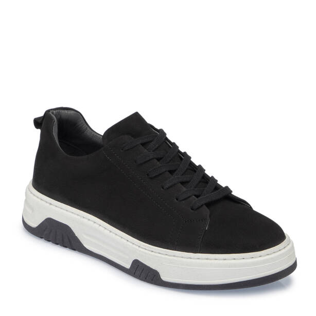 Siyah Hakiki Nubuk Deri Erkek Sneaker - E26I1AY57637-A64 - 1