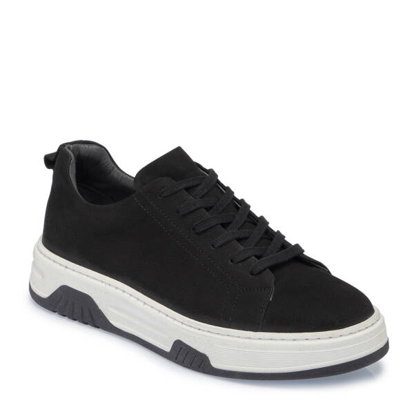 Siyah Hakiki Nubuk Deri Erkek Sneaker - E26I1AY57637-A64 - 1