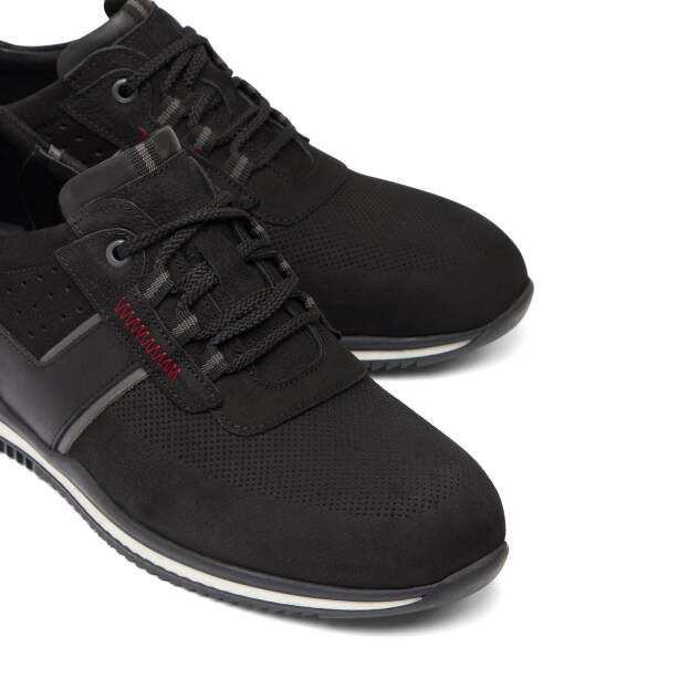 Siyah Hakiki Nubuk Deri Erkek Sneaker - E26I1AY57642-A64 - 3