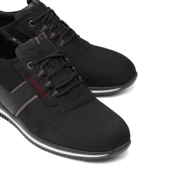 Siyah Hakiki Nubuk Deri Erkek Sneaker - E26I1AY57642-A64 - 3