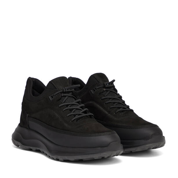 Siyah Hakiki Nubuk Deri Erkek Sneaker - E26S1AY57834-B31 - 2