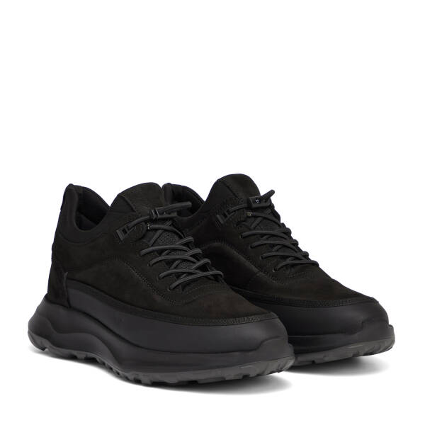 Siyah Hakiki Nubuk Deri Erkek Sneaker - E26S1AY57834-B31 - 2