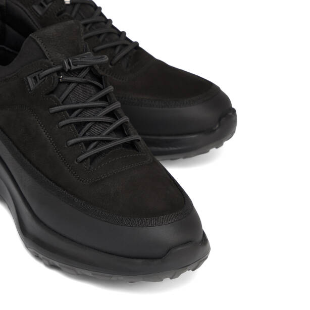 Siyah Hakiki Nubuk Deri Erkek Sneaker - E26S1AY57834-B31 - 3