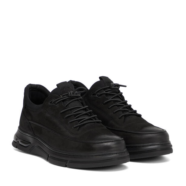 Siyah Hakiki Nubuk Deri Erkek Sneaker - E26S1AY57840-A64 - 2