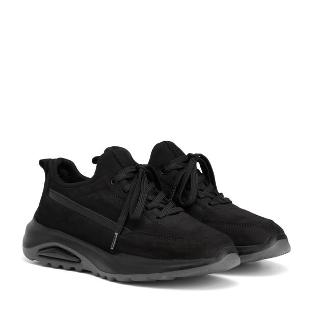 Siyah Hakiki Nubuk Deri Erkek Sneaker - E26S1AY57904-A64 - 2