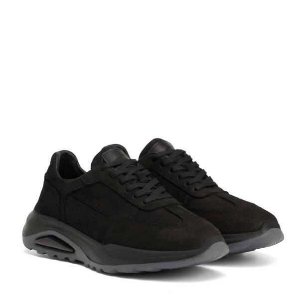 Siyah Hakiki Nubuk Deri Erkek Sneaker - E26S1AY57905-A64 - 2
