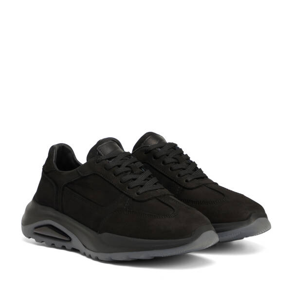 Siyah Hakiki Nubuk Deri Erkek Sneaker - E26S1AY57905-A64 - 2