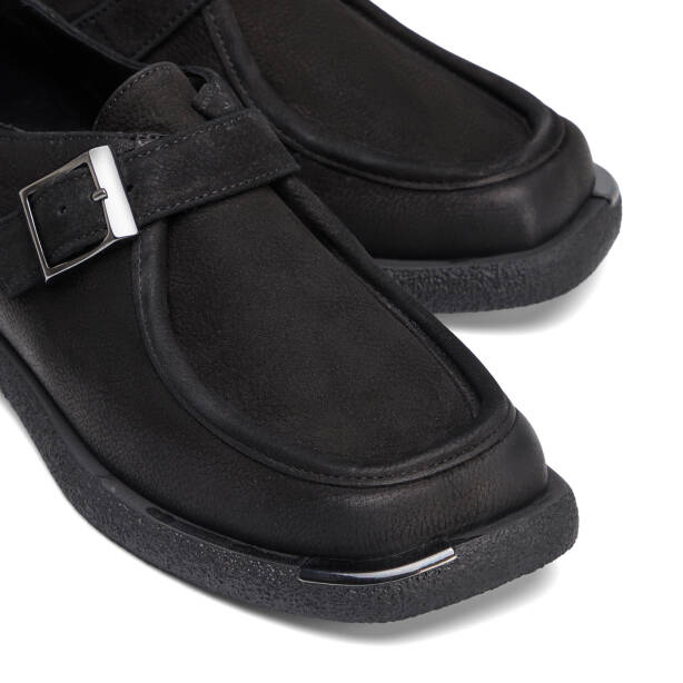 Siyah Hakiki Nubuk Deri Kadın Casual Ayakkabı - K26S1AY68748-A64 - 3