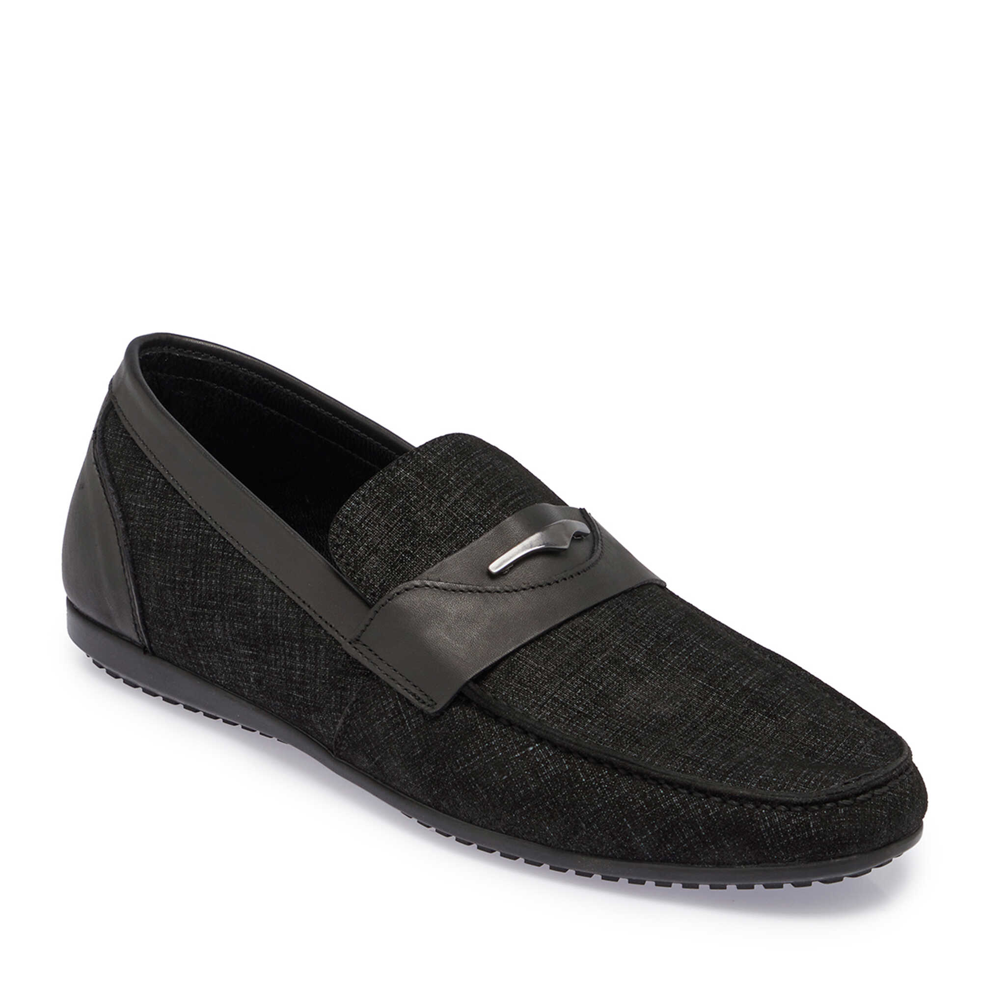 Siyah Hakiki Süet Deri Erkek Loafer - E26I1AY57616-I9N