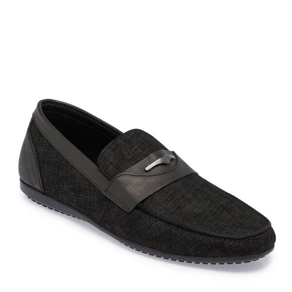 Siyah Hakiki Süet Deri Erkek Loafer - E26I1AY57616-I9N - 1