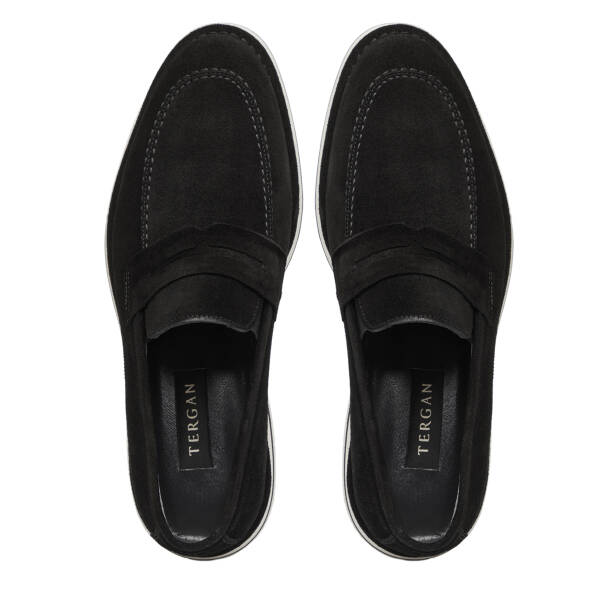Siyah Hakiki Süet Deri Erkek Loafer - E26I1AY57683-A01 - Tergan