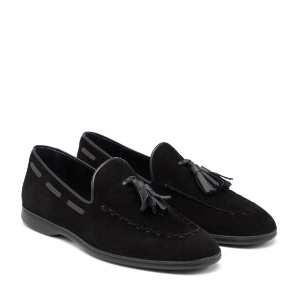 Siyah Hakiki Süet Deri Erkek Loafer - E26I1AY57716-A01 - Tergan