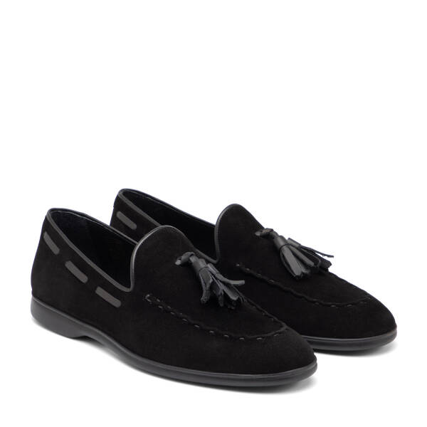 Siyah Hakiki Süet Deri Erkek Loafer - E26I1AY57716-A01 - 2