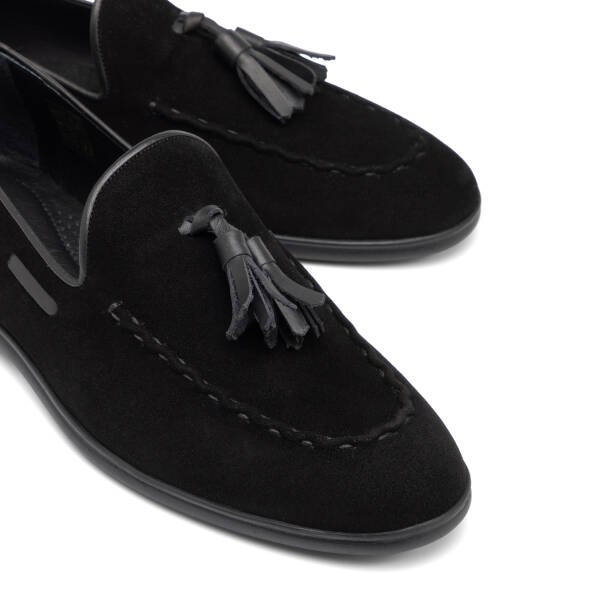 Siyah Hakiki Süet Deri Erkek Loafer - E26I1AY57716-A01 - Tergan