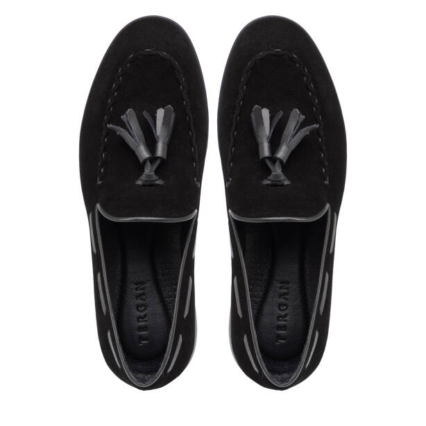 Siyah Hakiki Süet Deri Erkek Loafer - E26I1AY57716-A01 - Tergan