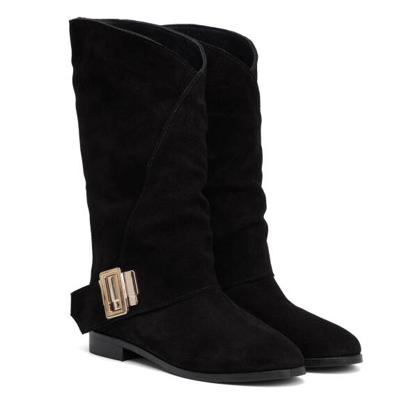 Siyah Hakiki Süet Deri Kadın Çizme - K26K1CM68762-A01 - 2