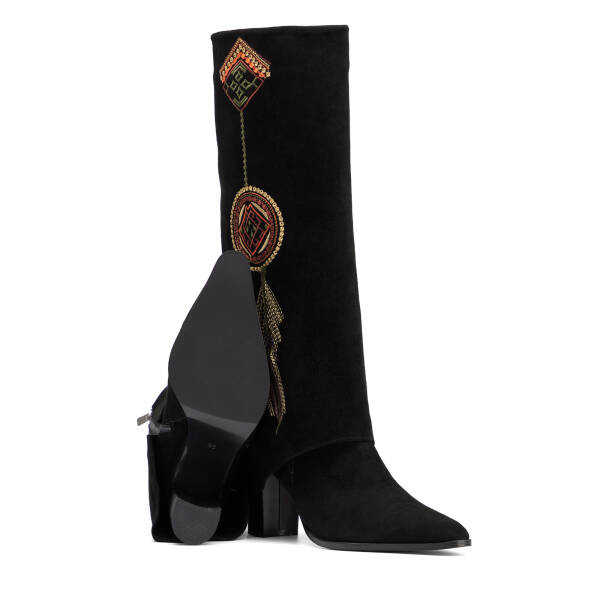 Siyah Hakiki Süet Deri Kadın Çizme - K26K1CM68765-A01 - 4
