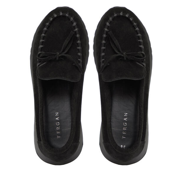 Siyah Hakiki Süet Deri Kadın Loafer - K26I1AY68653-A01 - 5