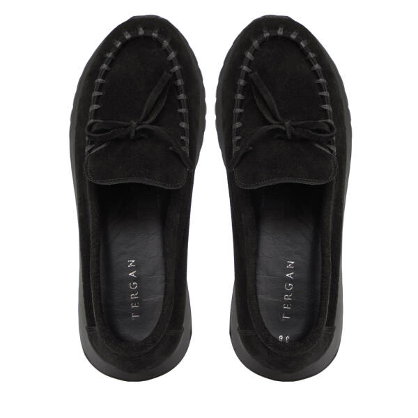 Siyah Hakiki Süet Deri Kadın Loafer - K26I1AY68653-A01 - 5