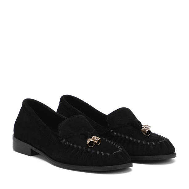 Siyah Hakiki Süet Deri Kadın Loafer - K26S1AY68746-A01 - 2