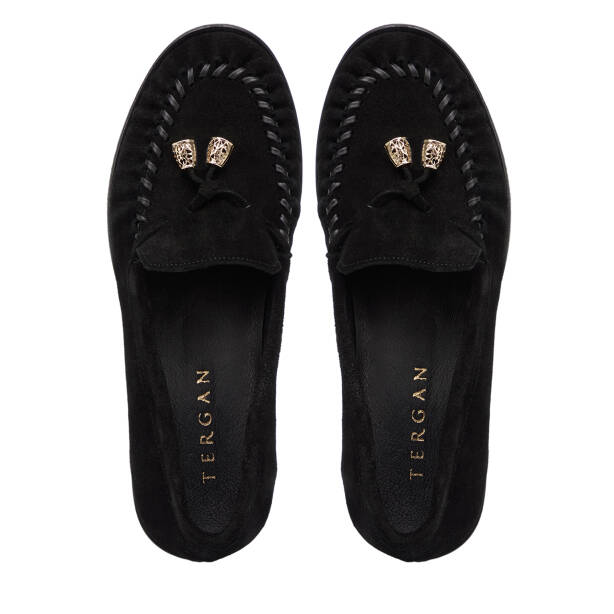 Siyah Hakiki Süet Deri Kadın Loafer - K26S1AY68746-A01 - 5