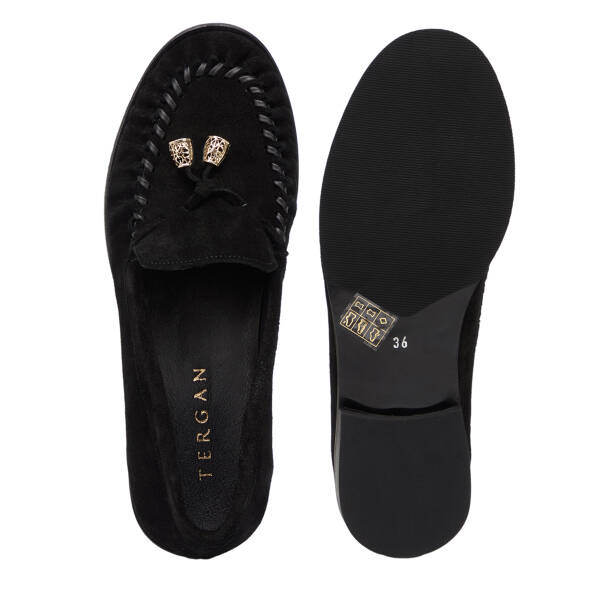 Siyah Hakiki Süet Deri Kadın Loafer - K26S1AY68746-A01 - 6
