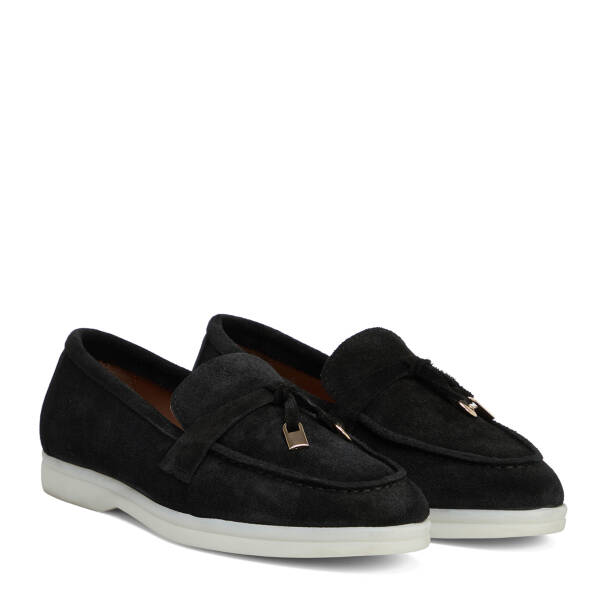 Siyah Hakiki Süet Deri Kadın Loafer - K26S1AY68915-A01 - 2